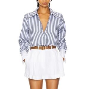 Favorite Daughter 'The Cuffed' Gray Cotton Statement Shirt Size M